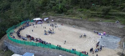 मङ्गला गाउँपालिकामा पाखो सम्याएर बहुउद्देश्यीय खेलमैदान निर्माण